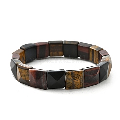 Квадратные натуральные бусины тигрового глаза эластичные браслеты для женщин и мужчин&nbsp;BJEW-C097-06U