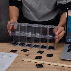 2-уровневые 12-слотовые прозрачные акриловые мини-коробки для презентаций строительных блоков без крышек&nbsp;ODIS-WH0030-145