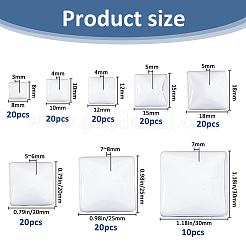 150шт 8 стиля прозрачные стеклянные квадратные кабошоны&nbsp;GGLA-FH0001-04
