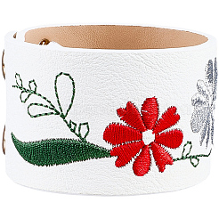 Браслеты из искусственной кожи с цветочной вышивкой&nbsp;BJEW-WH20007-08A