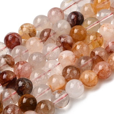 Натуральный гематоидный кварц круглые бусины нити G-N0078-10mm-06-01-1