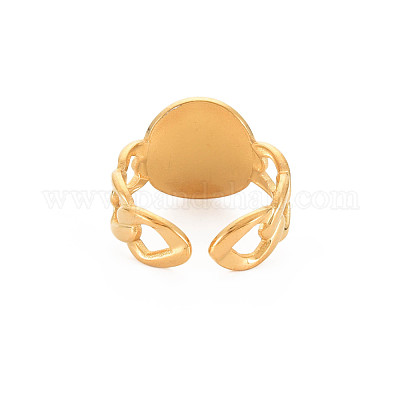 Ионное покрытие (ip) 304 нержавеющая сталь плоский круглый с Иисусом широко открытое манжетное кольцо для женщин RJEW-S405-184G-1