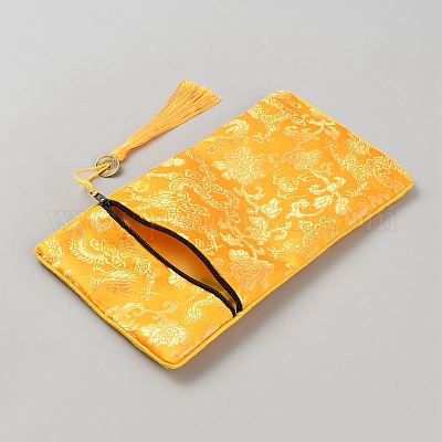 Шелковый чехол для книги сутры в этническом стиле на молнии ABAG-WH0050-01B-1