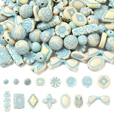 150шт 15 стиля непрозрачные бусины из акриловой эмали&nbsp;OACR-YW0004-18-1