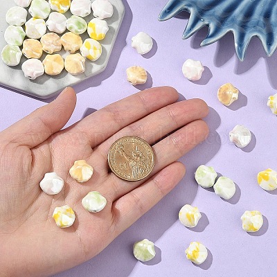 40 шт. 4-х цветные фарфоровые бусины ручной работы в форме ракушек PORC-YW0001-20-1