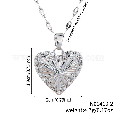 Модные латунные ожерелья с подвеской в виде сердца из прозрачного кубического циркония с микропаве GG1510-2-1