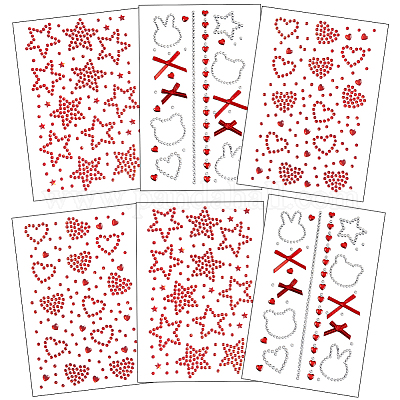 6 лист 3 стилей акриловые стразы наклейки для лица и тела&nbsp;AJEW-SP0002-68C-1