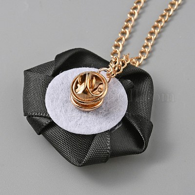 Брошь-цепочка из полиэстера с цветком розы и кристаллическими стразами&nbsp;JEWB-WH0028-25F-1