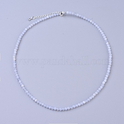 Натуральные синие кружевные агаты из бисера ожерелья X-NJEW-K114-B-A08-1