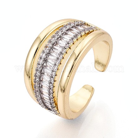 Латунные кольца-манжеты с микропаве из прозрачных кубических цирконий KK-T079-63G-1