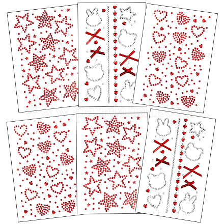 6 лист 3 стилей акриловые стразы наклейки для лица и тела&nbsp;AJEW-SP0002-68C-1