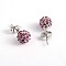Polymer Clay Rhinestone Ball Stud Earrings, with Steel Pins, Light Amethyst, 8~9mm, Pin: 0.8mm