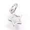 Enamel Brass Charms, Star, White, Platinum, 10x7x2mm, Hole: 3mm