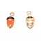 Zinc Alloy Enamel Pendants, Pne Cone, Orange, 16x7x2.5mm, Hole: 2mm
