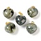Natural Prehnite Pendants, Heart Charms with Brass Snap on Bails, Golden, 18x15.5x10mm, Hole: 5x3mm