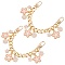 Aluminum Curb Chains Bag Extender Chains, with Flower Alloy Enamel and Clasps, Bag Replacement Accessories, Golden, Pink, 207mm, 2pcs/set