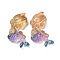 Resin Cabochons, with Paillette, Mermaid, Medium Purple, 32.5x22x7mm