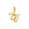 Ion Plating(IP) 304 Stainless Steel Snake Wide Open Cuff Ring for Women, Nickel Free, Real 18K Gold Plated, US Size 7 1/2(17.7mm)