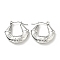 Tarnish Resistant 304 Stainless Steel Twist Teardrop with Cross Hoop Earrings for Women, Stainless Steel Color, 21x20x4mm, Pin: 0.8mm