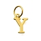 925 Sterling Silver Pendants, Real 18K Gold Plated, Letter, Letter Y, 10x7x1mm, Hole: 4mm