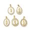Brass Micro Pave Cubic Zirconia Pendants, Oval with Virgin Mary, with Enamel, Lead Free & Cadmium Free, Long-Lasting Plated, Rack Plating, Real 18K Gold Plated, 24~25x16.5~19x3.5~5mm, Hole: 4.5x3.5mm