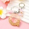 Resin & Acrylic & Faux Suede Tassel Keychain, with Alloy Clasp and Iron Rings, Letter G, 9.5cm