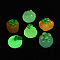 Luminous Transparent Resin Cabochons,  Mixed Fruits, Strawberries & Peaches & Persimmons & Apples, Glow in the Dark, Mixed Color, 12.5~13x11.5~12x10~12mm
