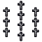 10Pcs Cross with Word Jesus Silicone Beads, for DIY Supplies Jewelry Making, Black, 30x23x8mm