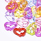 Transparent Acrylic Pendants, Heart, Mixed Color, 25x32x5.5mm, Hole: 3mm, about 480pcs/500g