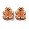 Christmas Gingerbread Man Silicone Beads, Chocolate, 28x24x9mm, Hole: 2mm