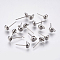 Non-Tarnish 304 Stainless Steel Stud Earring Findings, with Loop, Half Round, Stainless Steel Color, 16mm, Hole: 1mm, Pin: 0.7mm