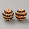 Halloween Theme Resin Rhinestone Beads, Round with Stripe Pattern, for DIY Pen Making Jewelry Supplies, Light Smoked Topaz, 20x19mm, Hole: 2.5mm