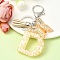 Resin & Acrylic Keychain, with Faux Suede Tassel Pendant & Alloy Findings, Letter D, 9.5cm