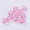 Transparent Acrylic Beads, Faceted, Round, Pink, 6x5.5mm, Hole: 1.7~1.8mm, about 4200pcs/500g