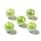 UV Plating Opaque Rainbow Iridescent Acrylic Beads, Round, Lime Green, 15~15.5x15.5~16mm, Hole: 2.7~2.8mm