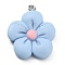 Opaque Resin Pendants, with Platinum Tone Iron Loops, Flower, Light Sky Blue, 27.5x23.5x5.5mm, Hole: 2mm
