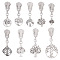 18Pcs 9 Style Alloy Zipper Pulls, for Suitcase, Bag, Costume, Platinum, 40~57mm, 2pcs/style