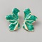 Alloy Enamel Stud Earrings, Leaf, Golden, 49x28mm