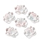 Transparent Glass Connector Charms, Lotus Flower Links, Pink, 15.5x20.5x7mm, Hole: 1.4mm