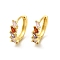 Cubic Zirconia Trapezoid Hoop Earrings, Real 18K Gold Plated Brass Jewelry for Women, Cadmium Free & Nickel Free & Lead Free, Colorful, 13x14.5x2.5~3.5mm, Pin: 1mm