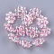 Transparent AS Plastic Shank Buttons, Pearlized, Faceted, Flower, Pink, 17.5~18x17.5~18x9mm, Hole: 3mm, about 850pcs/500g