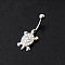 Tortoise 316 Surgical Stainless Steel with Rhinestone Belly Rings, Stainless Steel Color, Bar Length: 3/8