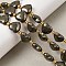 Natural Pyrite Beads Strands, with Seed Beads, Heart, 12~13x12.5x6mm, Hole: 1mm, about 13pcs/strand, 8.07''(20.5cm)