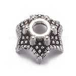 6-лепесток цветка тибетское серебро крышки шарика, без кадмия и без свинца, античное серебро, диаметром около 7 мм , 3 мм высотой, отверстие : 2 мм