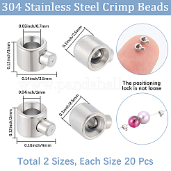 40 шт. 2 вида обжимных бусин из нержавеющей стали 304&nbsp;STAS-BBC0007-53