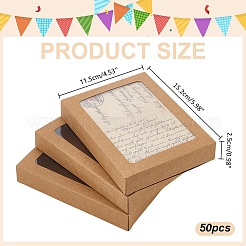 50 шт. складные коробки для конфет из крафт-бумаги с видимым окном&nbsp;CON-WR0001-12