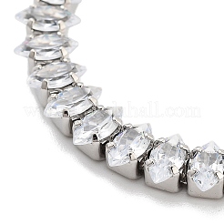 Браслеты из латуни с прозрачным фианитом и звеньями в виде конского глаза&nbsp;BJEW-B094-03B-P