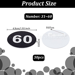 1 набор круглых брошей-цифр из АБС-пластика&nbsp;JEWB-OC0001-02D