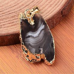 Подвески из латуни смешанного золотистого цвета с натуральными друзами и жеодом в виде кусочков агата&nbsp;G-M282-01