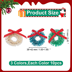 30 шт. Рождественский венок из полиэстера и сизаля двух цветов&nbsp;HJEW-WR0001-22B